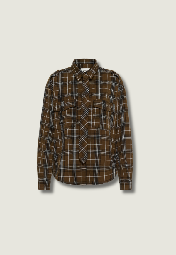 GESTUZ Aleya Shirt | Green Olive Check