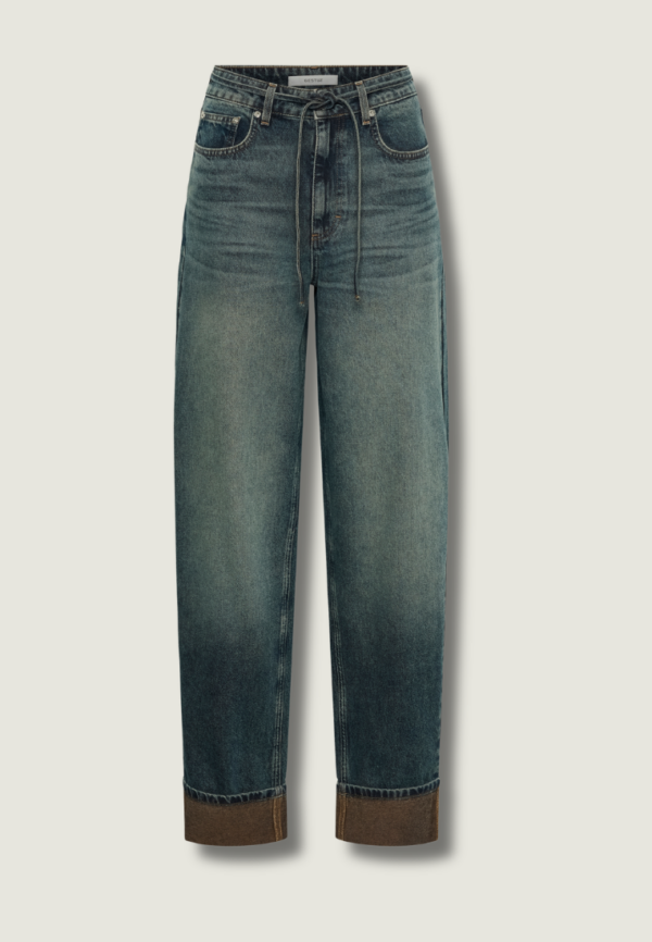 GESTUZ Susara Barrel Jeans | Blue/Green Wash