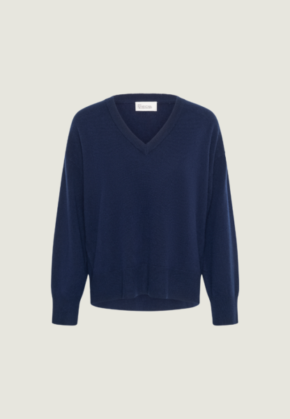 MEW Jola V-neck Knit Pullover | Dark Sapphire
