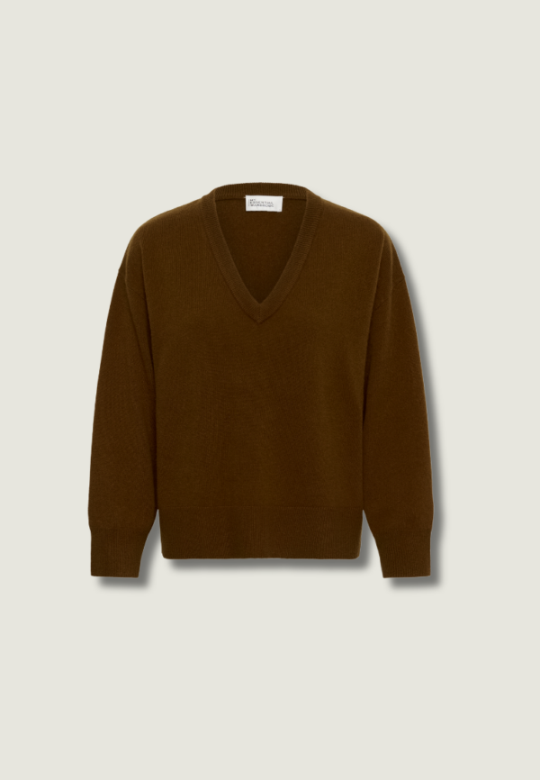 MEW Jola V-neck Knit Pullover | Bison