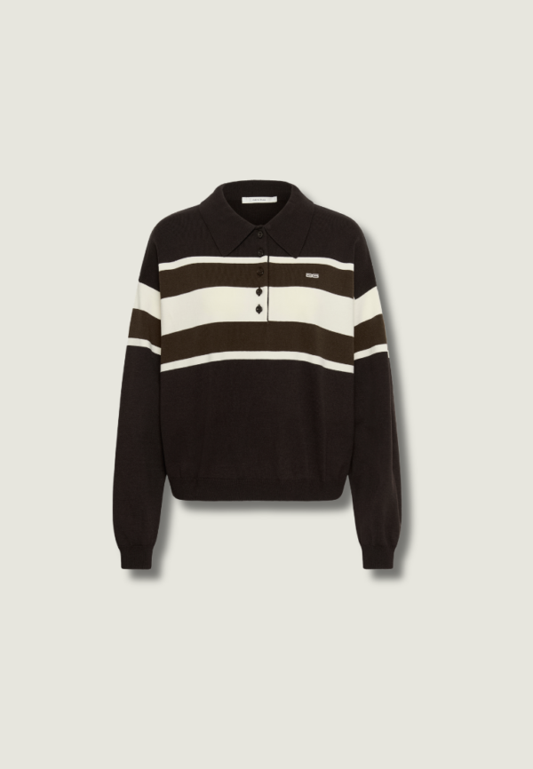 GESTUZ Alexu Polo Pullover | Ganache/SL Black