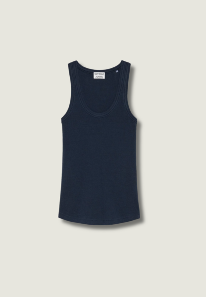 CATWALK JUNKIE Scoop Neck Rib Singlet | Navy Blazer
