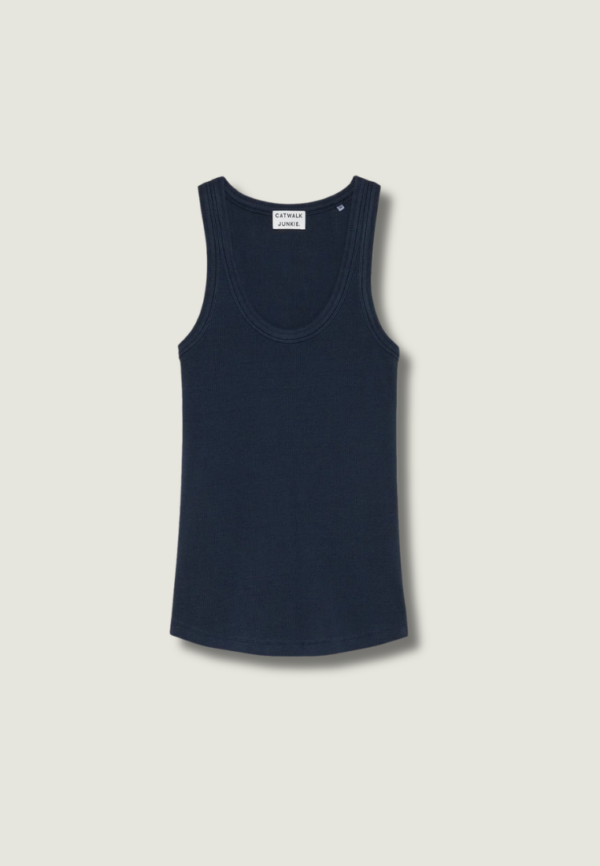 CATWALK JUNKIE Scoop Neck Rib Singlet | Navy Blazer
