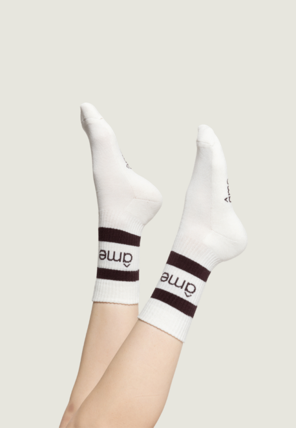ÂME Diego Socks | Ivory w/ Plum Lines