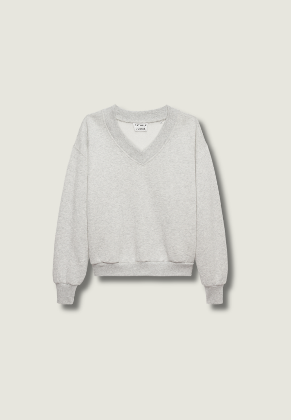 CATWALK JUNKIE V-neck Sweater | Light Grey Melange
