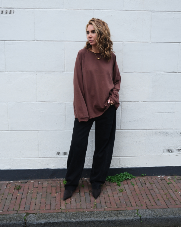 FRENKIE Oversized LS Shirt | Brown